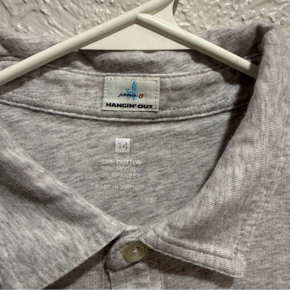 Johnnie O size 14 polo collar gray like new